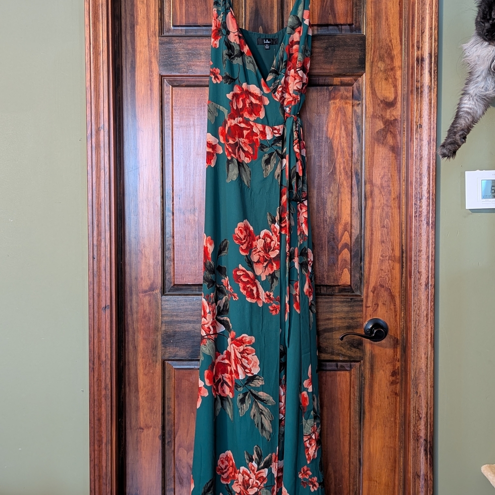 Lulu's Green and Red Spaghetti Strap Sundress